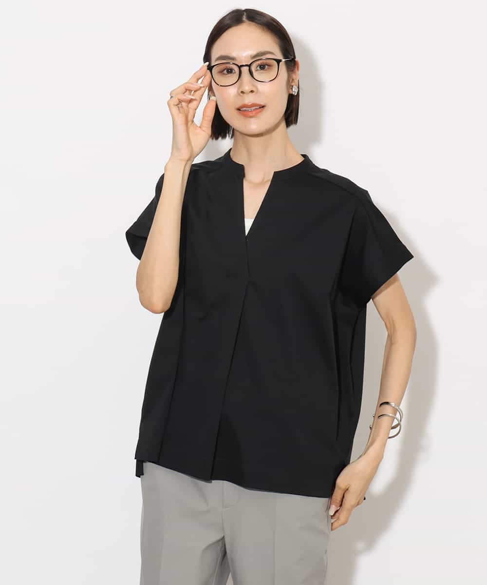 FMKHA26160 MICHEL KLEIN(ミッシェルクラン) キーネックカットソー ティールブルー