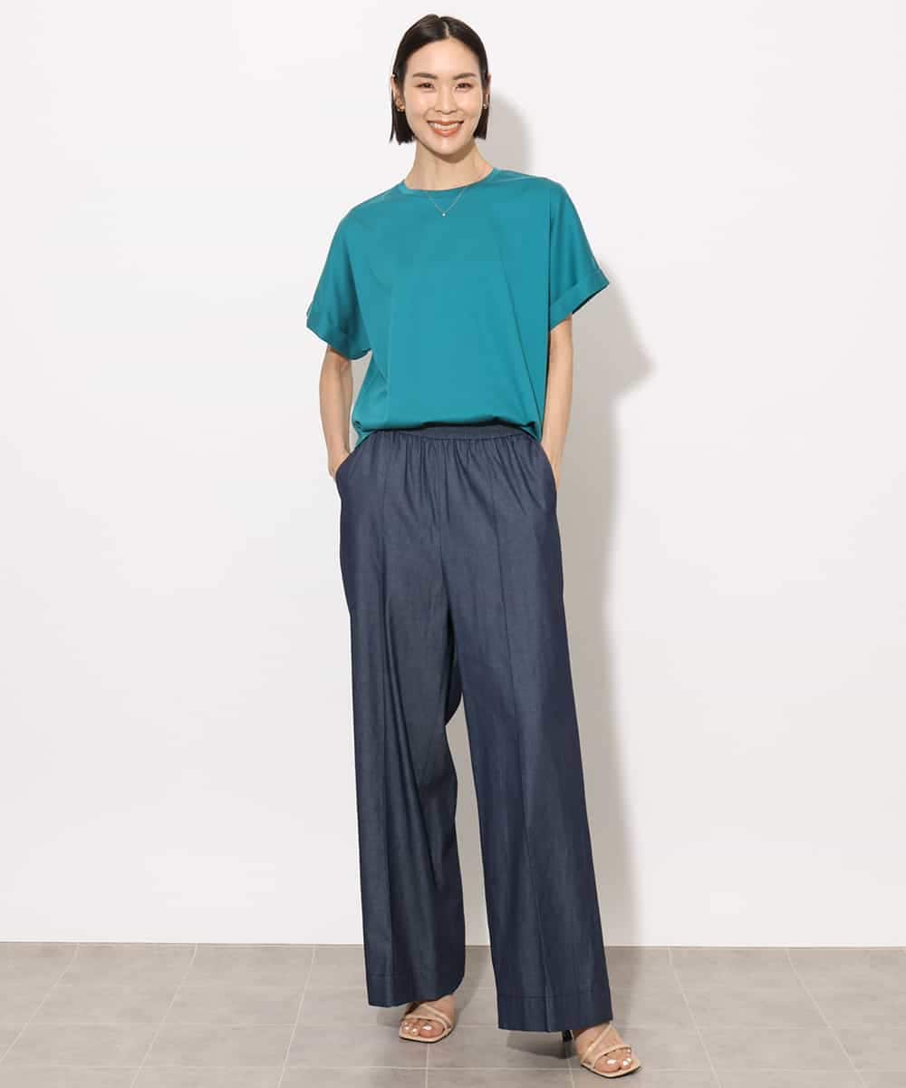 FMKHA29150 MICHEL KLEIN(ミッシェルクラン) ［着心地抜群］ロールアップスリーブカットソー ライトグリーン