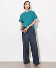 FMKHA29150 MICHEL KLEIN(ミッシェルクラン) ［着心地抜群］ロールアップスリーブカットソー ライトグリーン