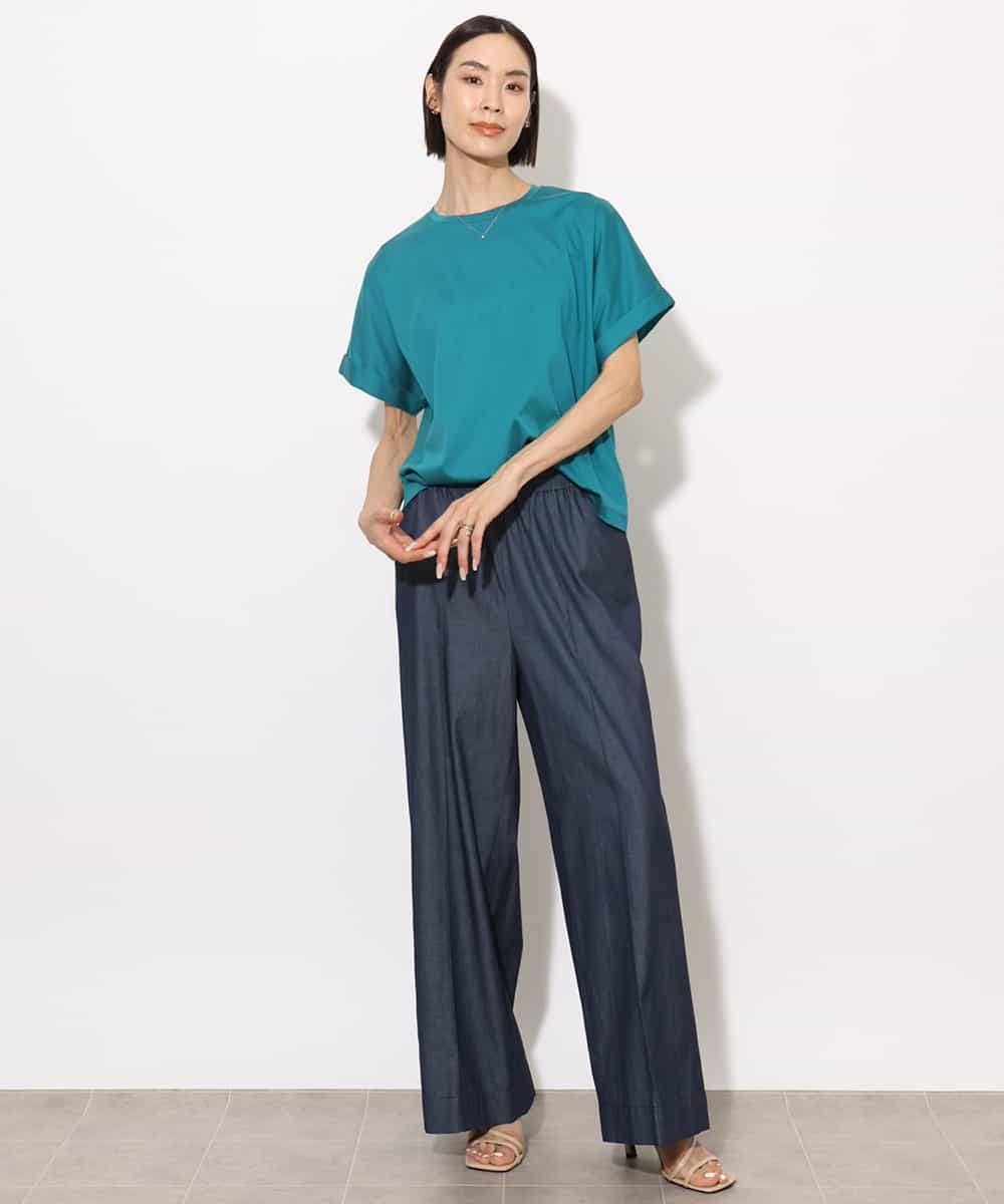 FMKHA29150 MICHEL KLEIN(ミッシェルクラン) ［着心地抜群］ロールアップスリーブカットソー ライトグリーン