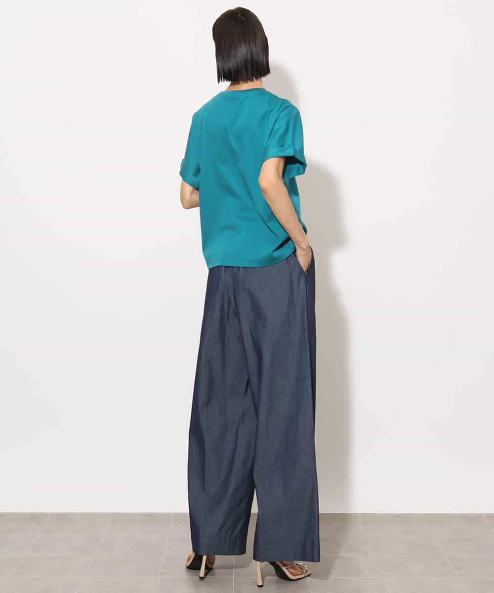 FMKHA29150 MICHEL KLEIN(ミッシェルクラン) ［着心地抜群］ロールアップスリーブカットソー ライトグリーン