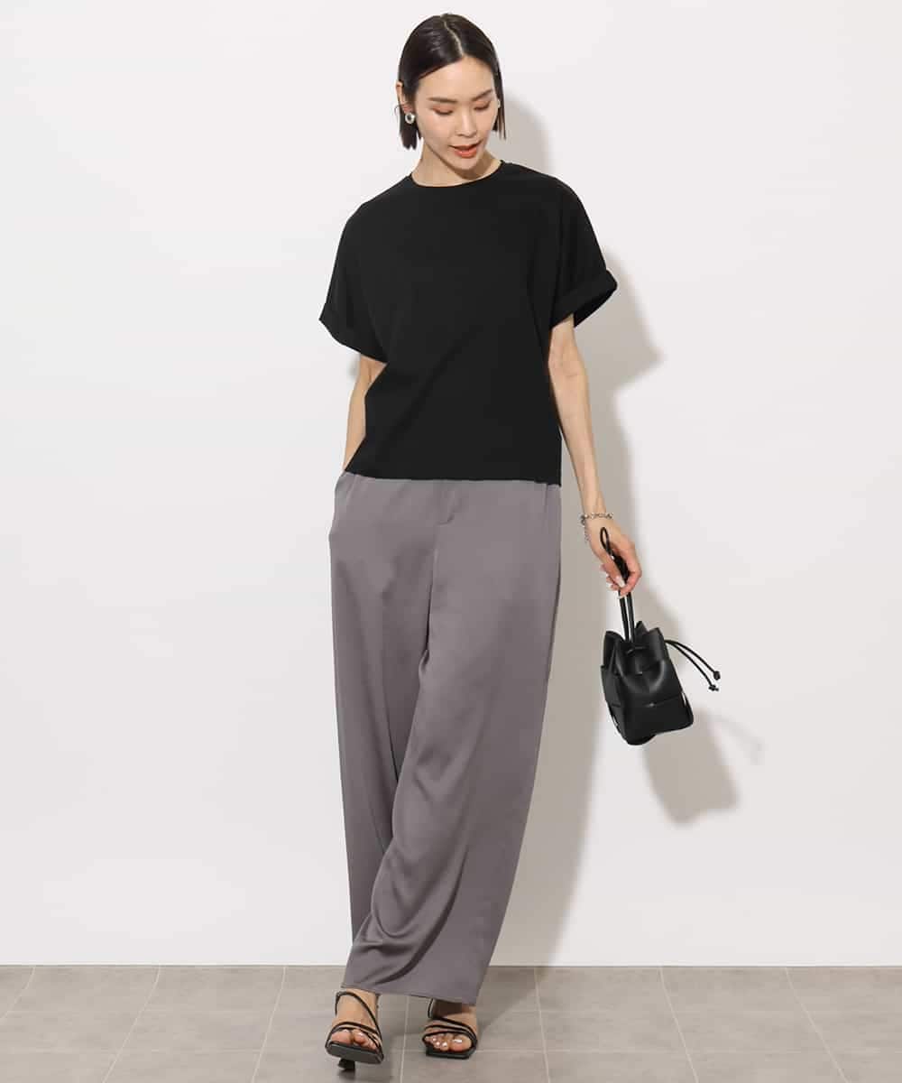FMKHA29150 MICHEL KLEIN(ミッシェルクラン) ［着心地抜群］ロールアップスリーブカットソー ライトグリーン