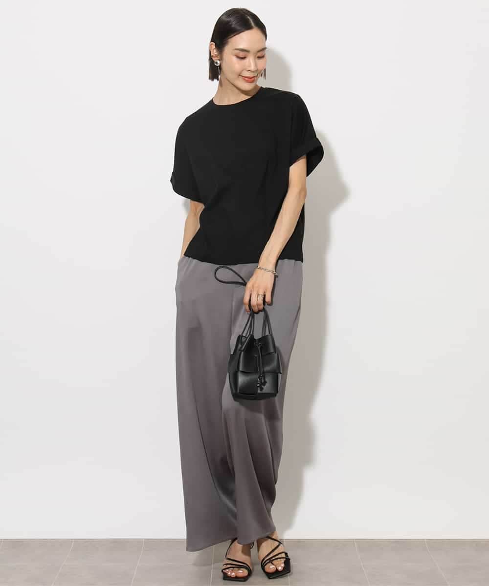 FMKHA29150 MICHEL KLEIN(ミッシェルクラン) ［着心地抜群］ロールアップスリーブカットソー ライトグリーン