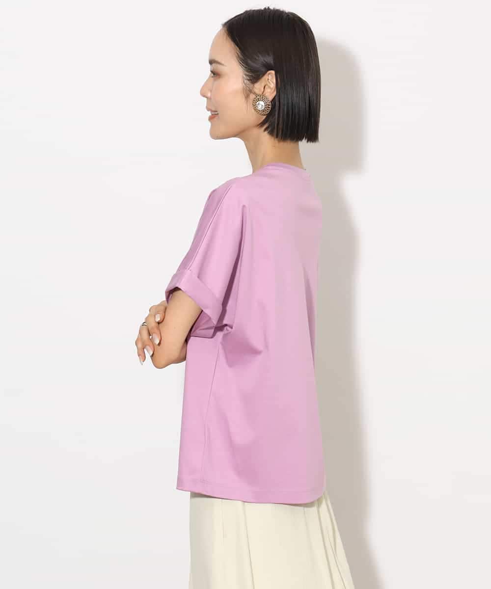 FMKHA29150 MICHEL KLEIN(ミッシェルクラン) ［着心地抜群］ロールアップスリーブカットソー ライトグリーン