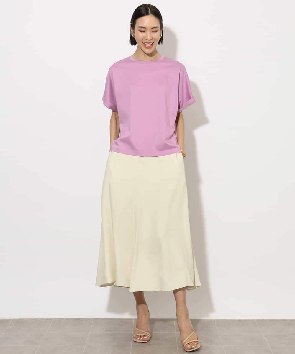 FMKHA29150 MICHEL KLEIN(ミッシェルクラン) ［着心地抜群］ロールアップスリーブカットソー ライトグリーン