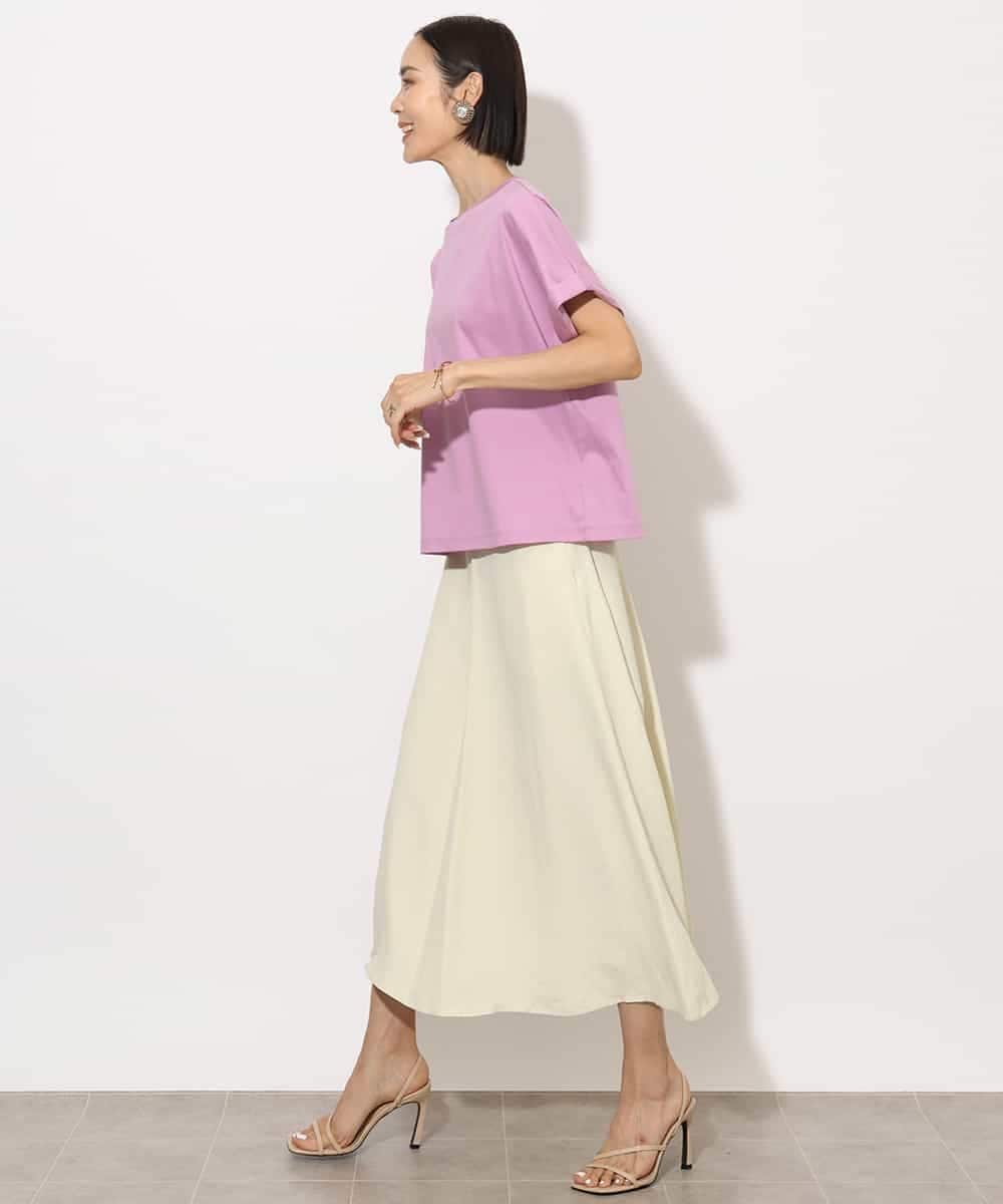 FMKHA29150 MICHEL KLEIN(ミッシェルクラン) ［着心地抜群］ロールアップスリーブカットソー ライトグリーン