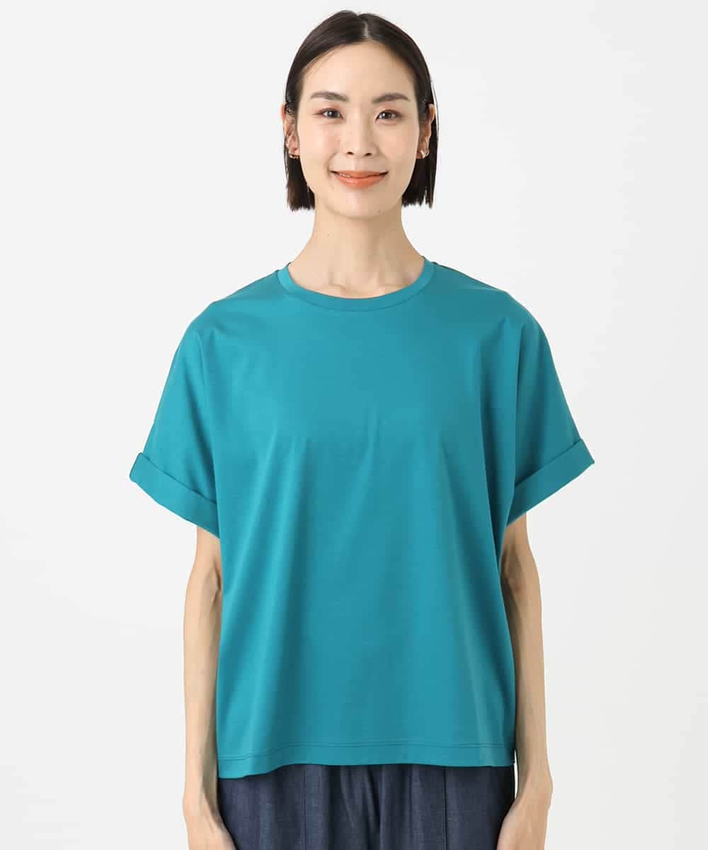 FMKHA29150 MICHEL KLEIN(ミッシェルクラン) ［着心地抜群］ロールアップスリーブカットソー ライトグリーン