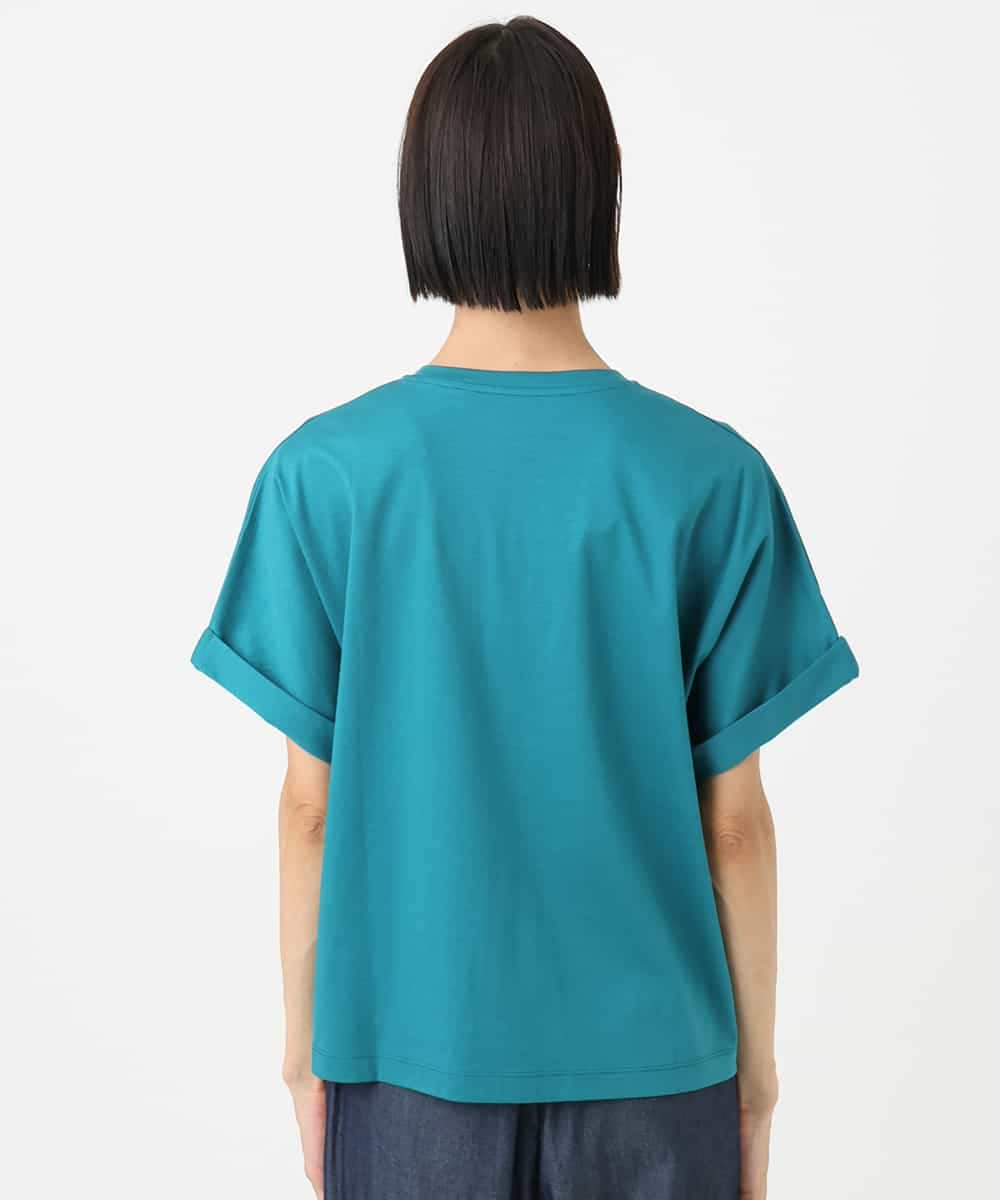 FMKHA29150 MICHEL KLEIN(ミッシェルクラン) ［着心地抜群］ロールアップスリーブカットソー ライトグリーン