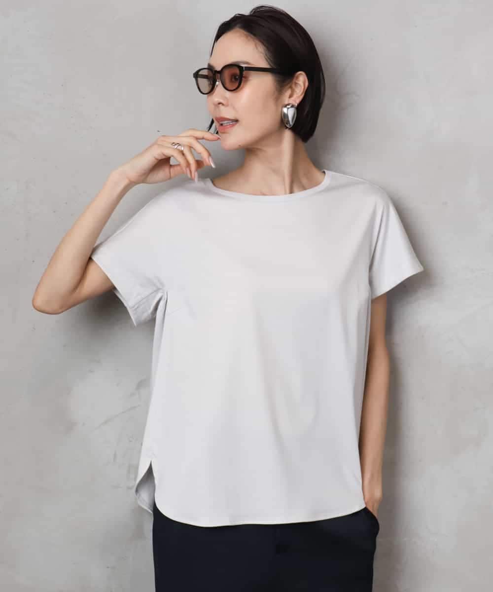 FMKHA30150 MICHEL KLEIN(ミッシェルクラン) ［着心地抜群］立体カットソー ライトグリーン