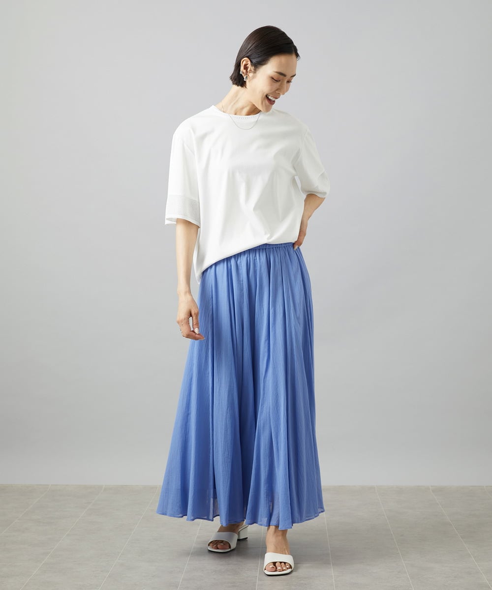 FMKHD02170 MICHEL KLEIN(ミッシェルクラン) 袖口メッシュプルオーバー ブラック