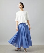 FMKHD02170 MICHEL KLEIN(ミッシェルクラン) 袖口メッシュプルオーバー ブラック
