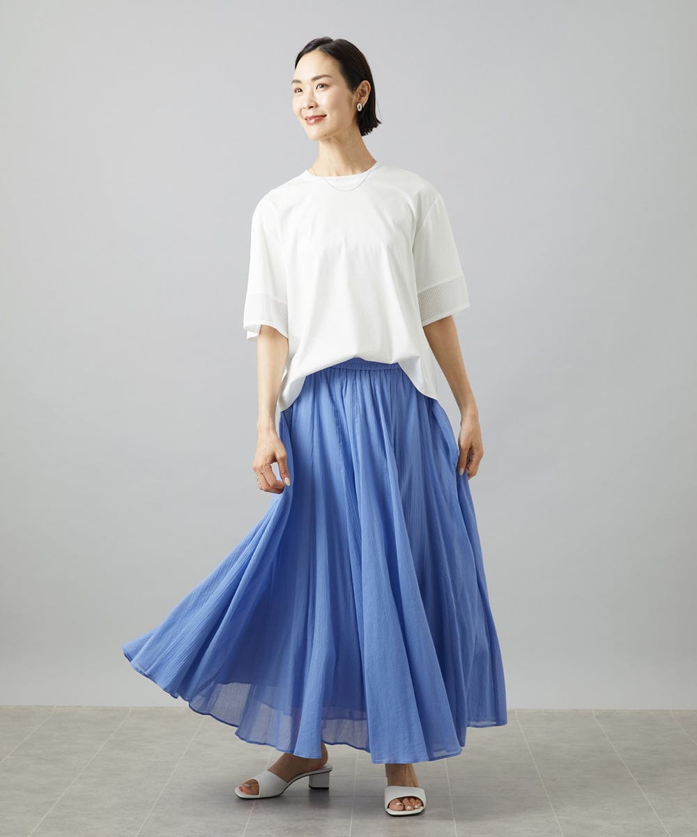 FMKHD02170 MICHEL KLEIN(ミッシェルクラン) 袖口メッシュプルオーバー ブラック