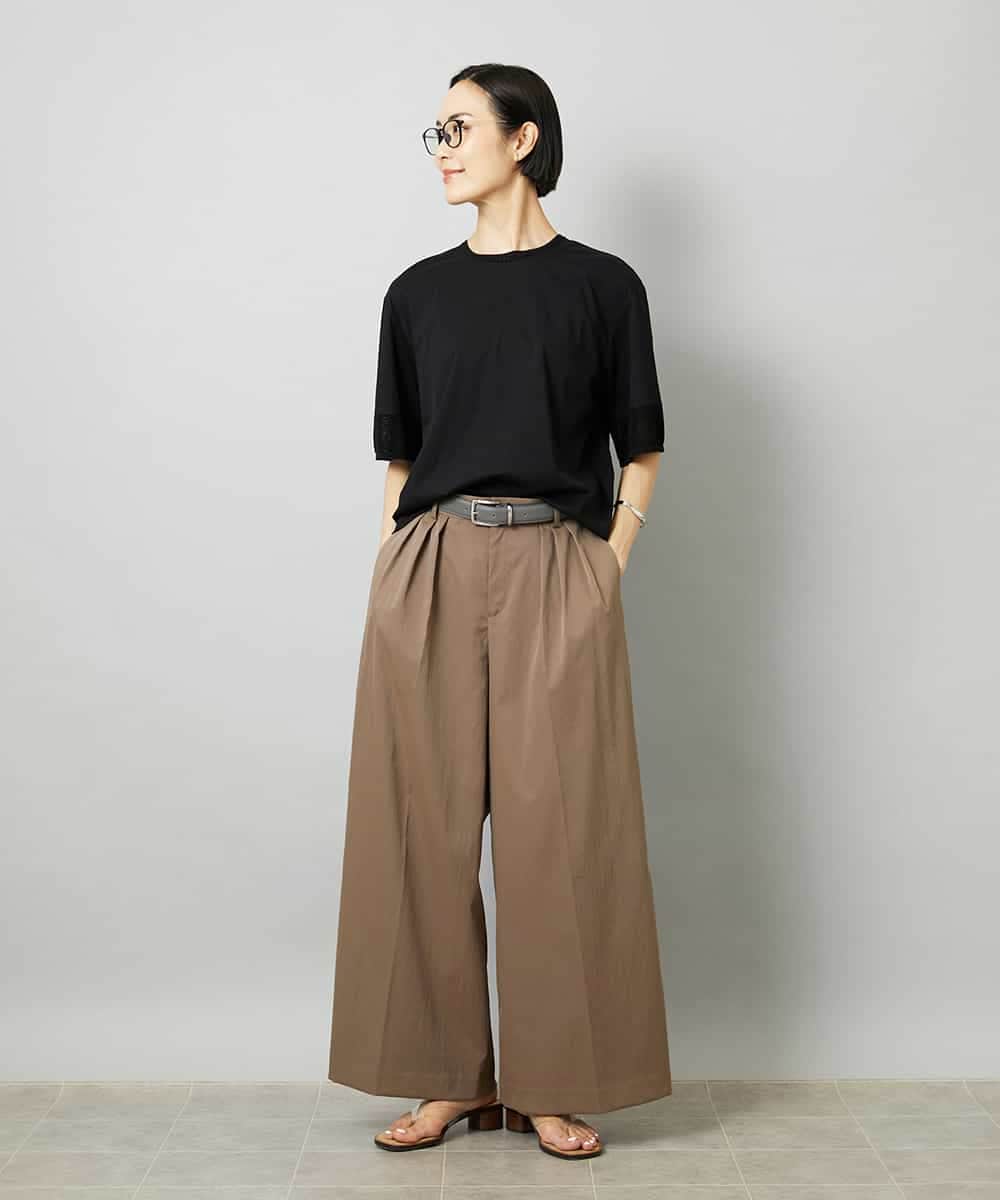 FMKHD02170 MICHEL KLEIN(ミッシェルクラン) 袖口メッシュプルオーバー ブラック