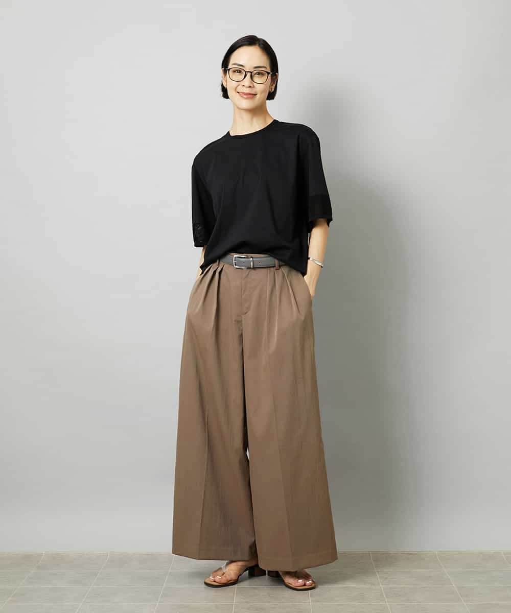 FMKHD02170 MICHEL KLEIN(ミッシェルクラン) 袖口メッシュプルオーバー ブラック