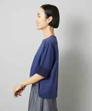 FMKHD02170 MICHEL KLEIN(ミッシェルクラン) 袖口メッシュプルオーバー ブラック