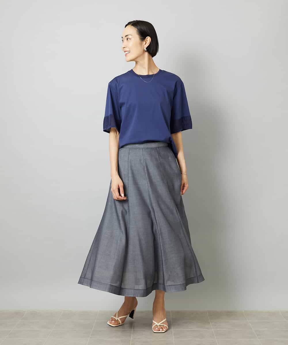 FMKHD02170 MICHEL KLEIN(ミッシェルクラン) 袖口メッシュプルオーバー ブラック