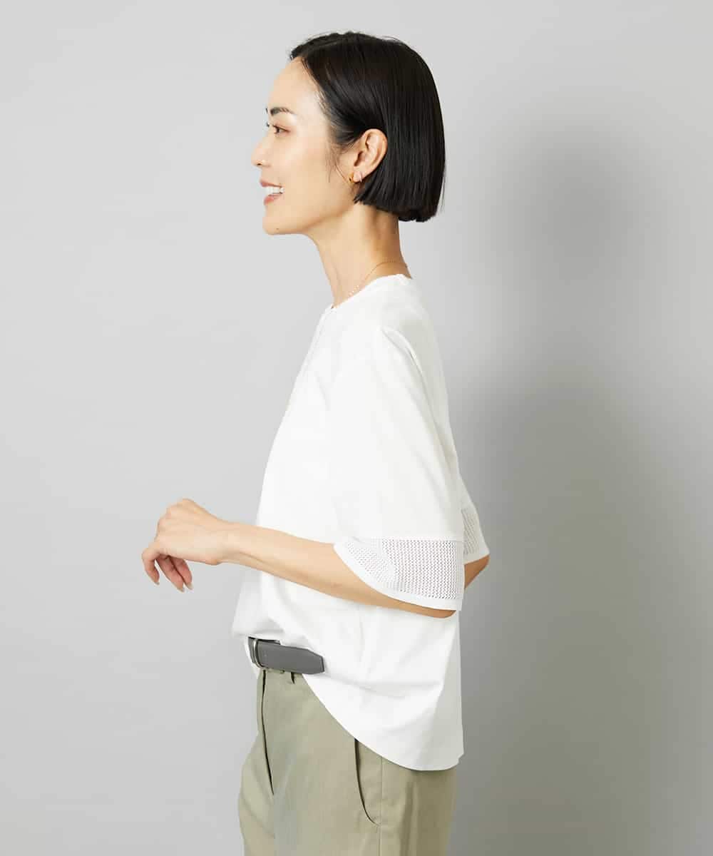 FMKHD02170 MICHEL KLEIN(ミッシェルクラン) 袖口メッシュプルオーバー ブラック