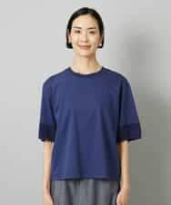 FMKHD02170 MICHEL KLEIN(ミッシェルクラン) 袖口メッシュプルオーバー ブラック