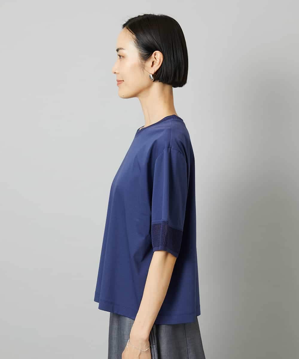 FMKHD02170 MICHEL KLEIN(ミッシェルクラン) 袖口メッシュプルオーバー ブラック