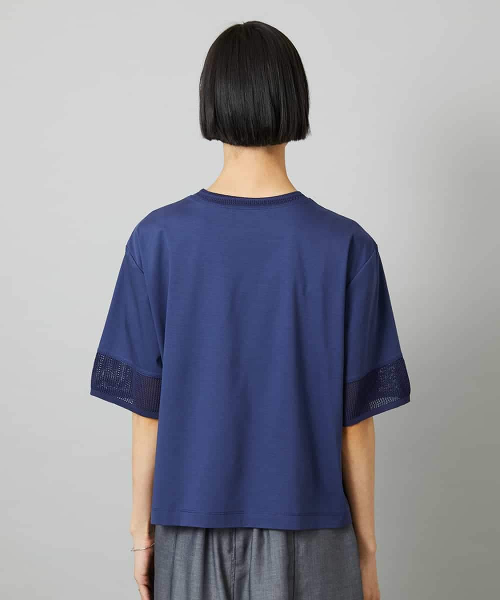 FMKHD02170 MICHEL KLEIN(ミッシェルクラン) 袖口メッシュプルオーバー ブラック