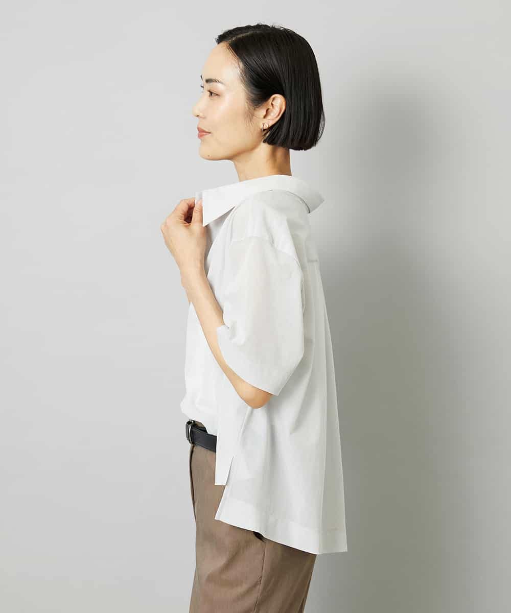 FMKHD03190 MICHEL KLEIN(ミッシェルクラン) スキッパーシアーシャツ ブラック