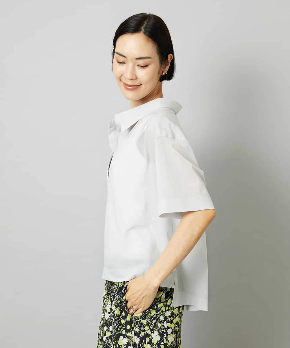 FMKHD03190 MICHEL KLEIN(ミッシェルクラン) スキッパーシアーシャツ ブラック