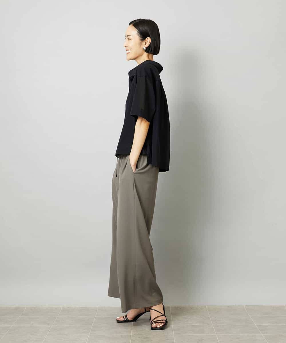 FMKHD03190 MICHEL KLEIN(ミッシェルクラン) スキッパーシアーシャツ ブラック