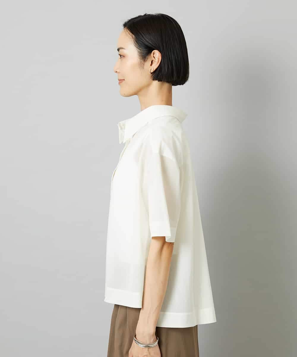 FMKHD03190 MICHEL KLEIN(ミッシェルクラン) スキッパーシアーシャツ ブラック