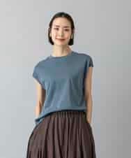 FMKHD26140 MICHEL KLEIN(ミッシェルクラン) [接触冷感]フレンチスリーブカットソー グレイッシュブルー