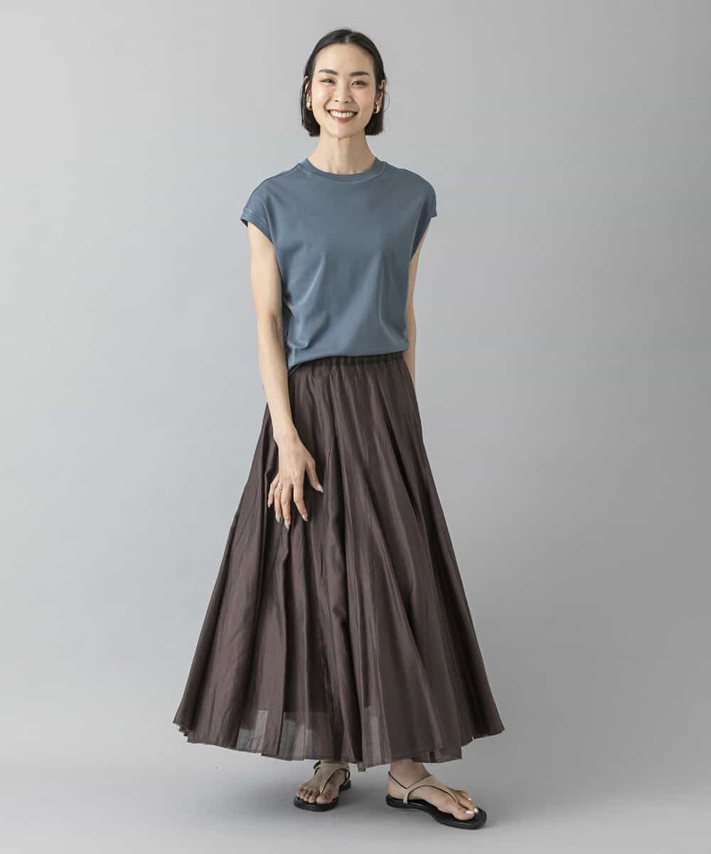 FMKHD26140 MICHEL KLEIN(ミッシェルクラン) [接触冷感]フレンチスリーブカットソー グレイッシュブルー