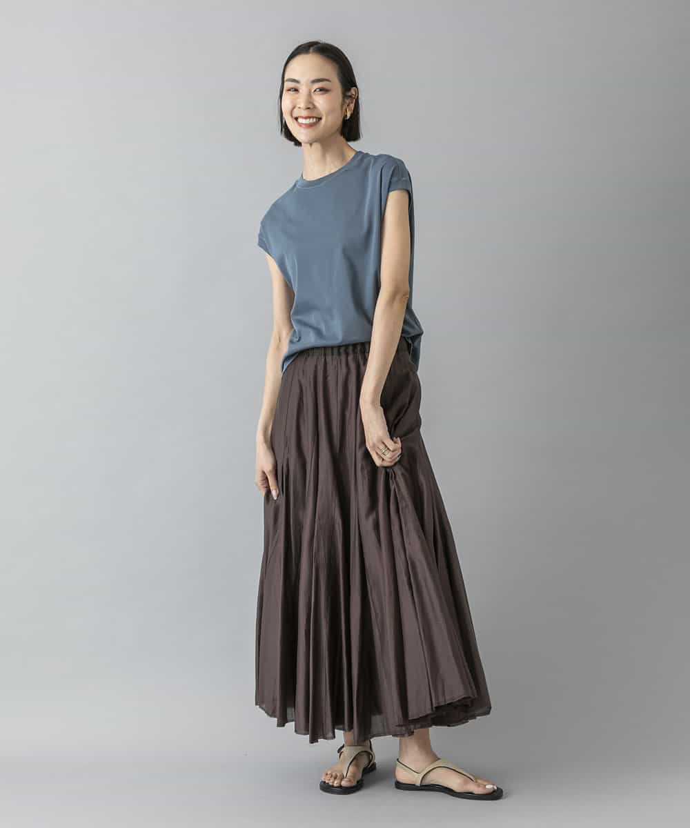 FMKHD26140 MICHEL KLEIN(ミッシェルクラン) [接触冷感]フレンチスリーブカットソー グレイッシュブルー