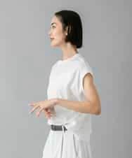 FMKHD26140 MICHEL KLEIN(ミッシェルクラン) [接触冷感]フレンチスリーブカットソー グレイッシュブルー