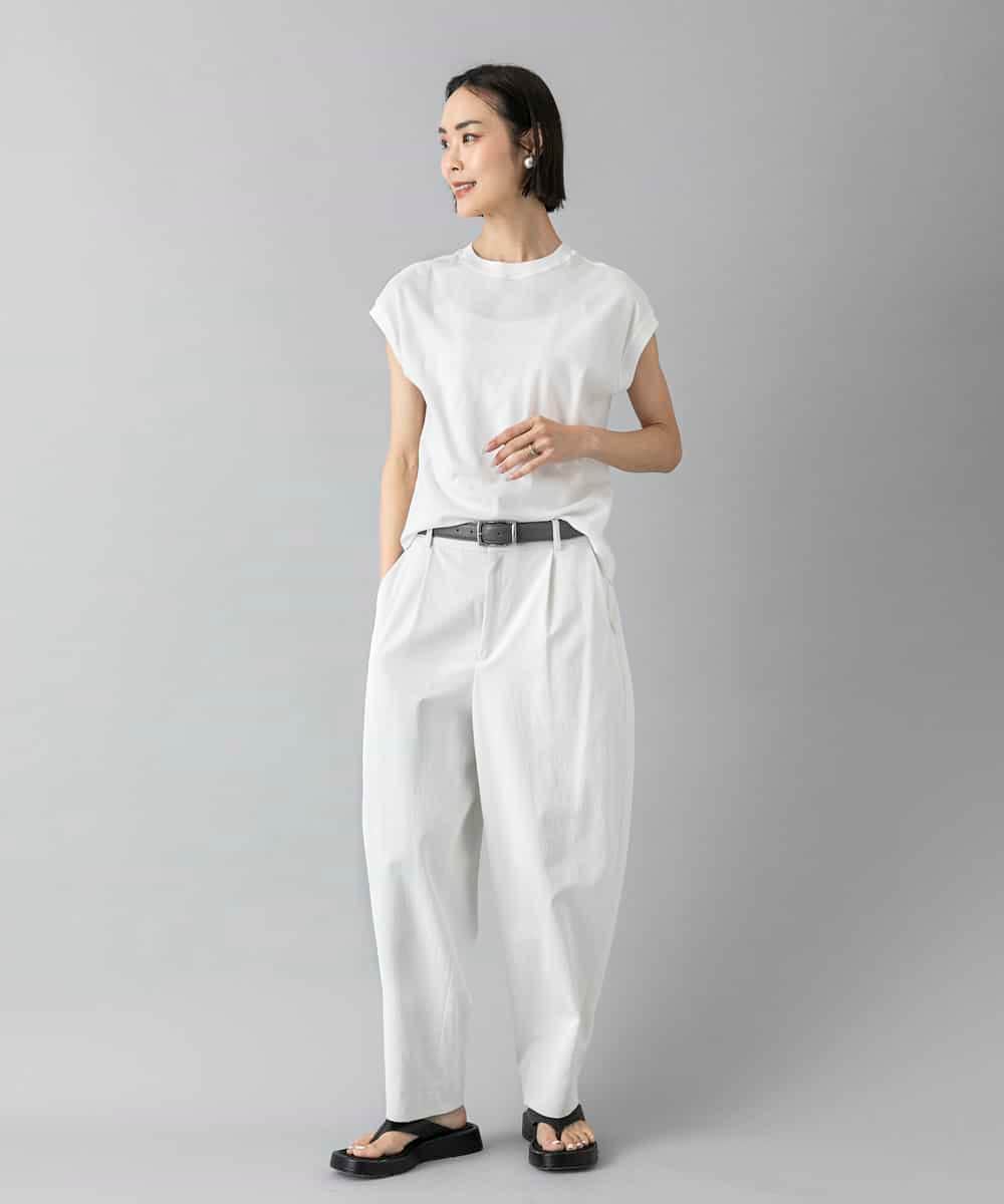 FMKHD26140 MICHEL KLEIN(ミッシェルクラン) [接触冷感]フレンチスリーブカットソー グレイッシュブルー