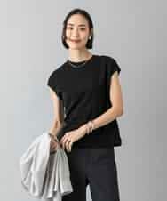 FMKHD26140 MICHEL KLEIN(ミッシェルクラン) [接触冷感]フレンチスリーブカットソー グレイッシュブルー