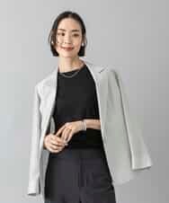 FMKHD26140 MICHEL KLEIN(ミッシェルクラン) [接触冷感]フレンチスリーブカットソー グレイッシュブルー