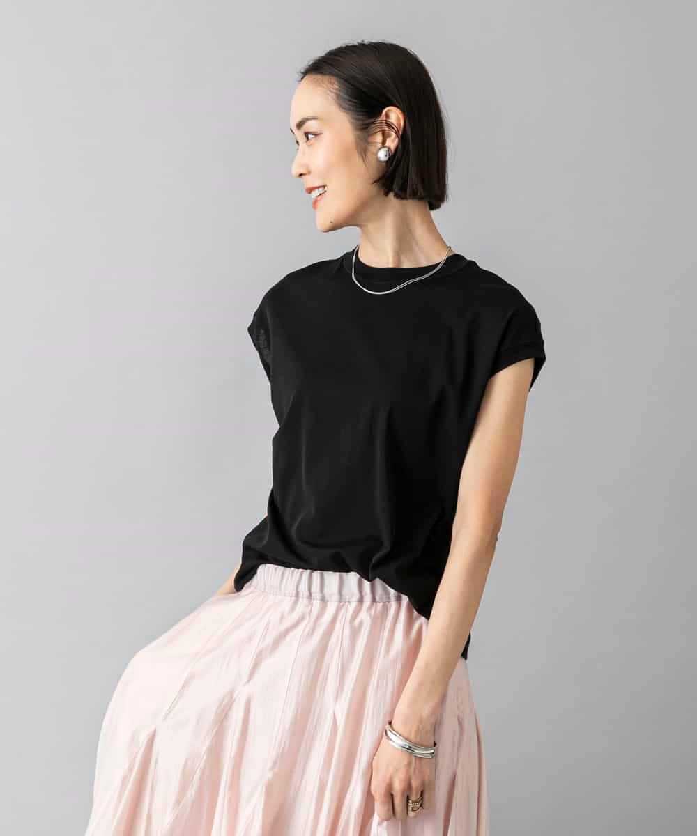 FMKHD26140 MICHEL KLEIN(ミッシェルクラン) [接触冷感]フレンチスリーブカットソー グレイッシュブルー