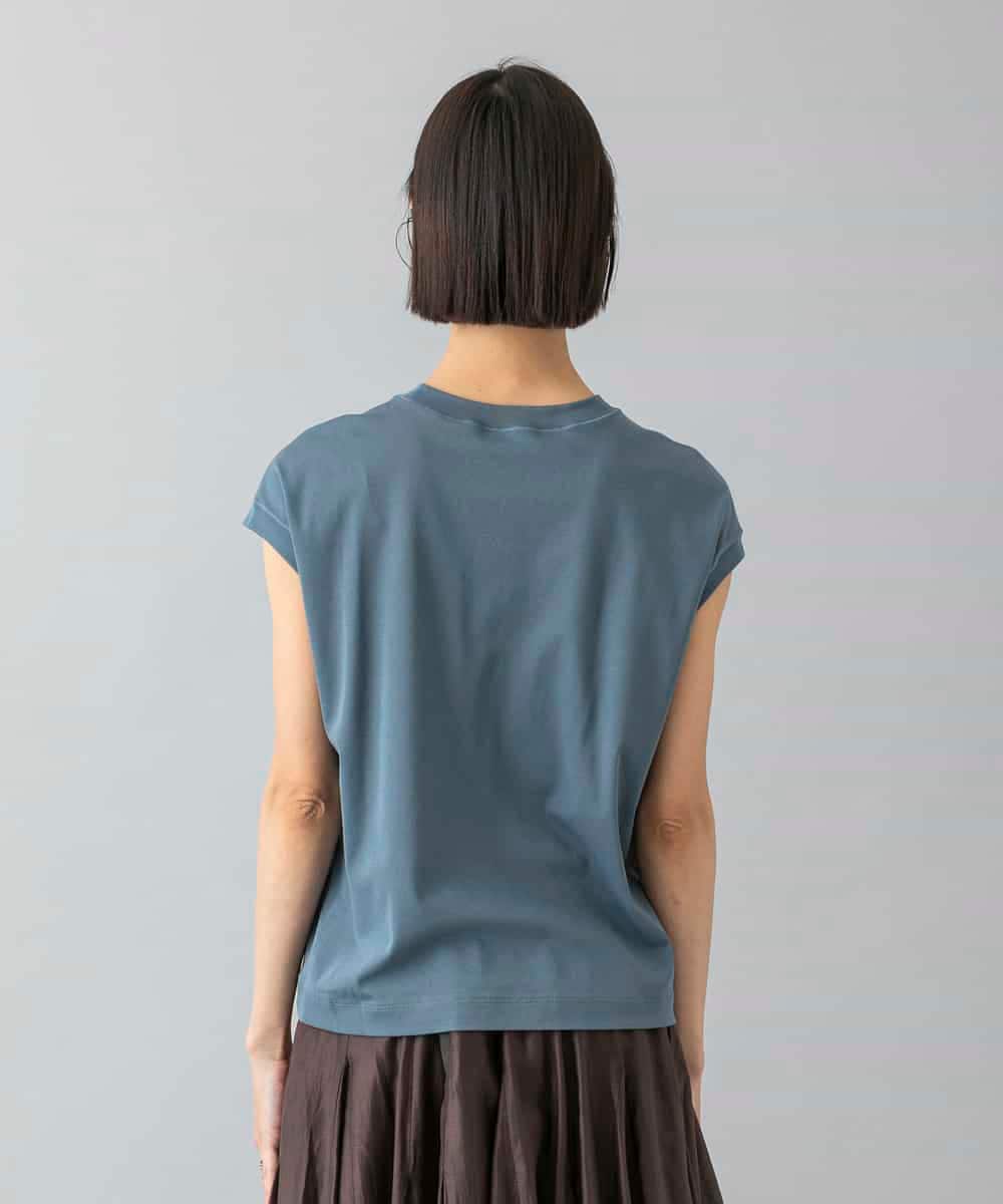FMKHD26140 MICHEL KLEIN(ミッシェルクラン) [接触冷感]フレンチスリーブカットソー グレイッシュブルー