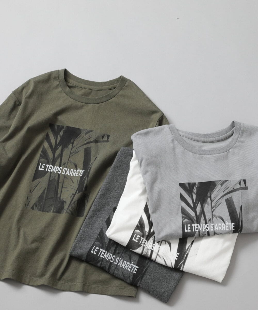 FMKHD27120 MICHEL KLEIN(ミッシェルクラン) [WEB限定カラー]フォトTシャツ カーキ（WEB限定カラー)