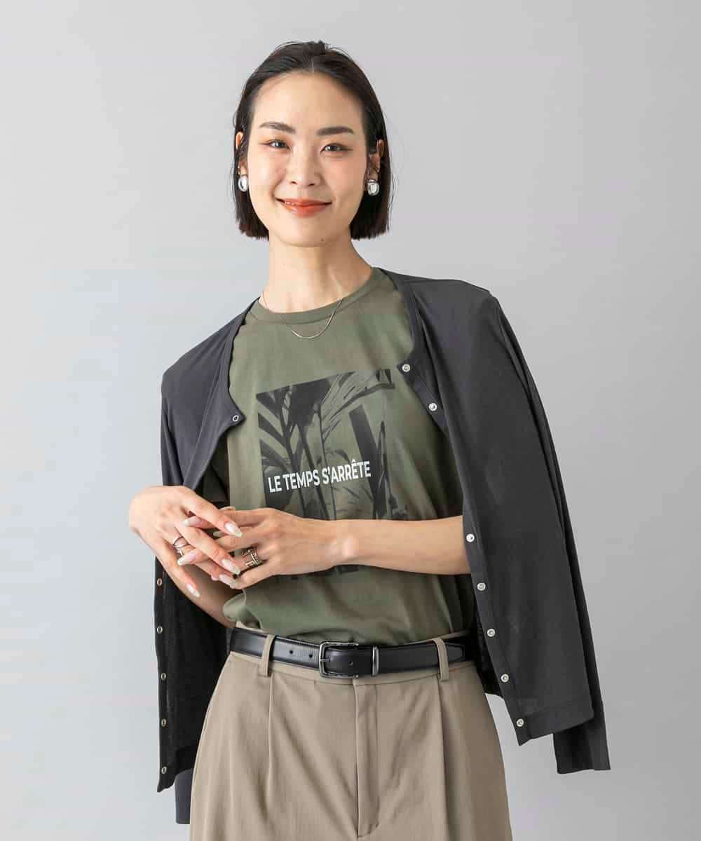 FMKHD27120 MICHEL KLEIN(ミッシェルクラン) フォトTシャツ カーキ