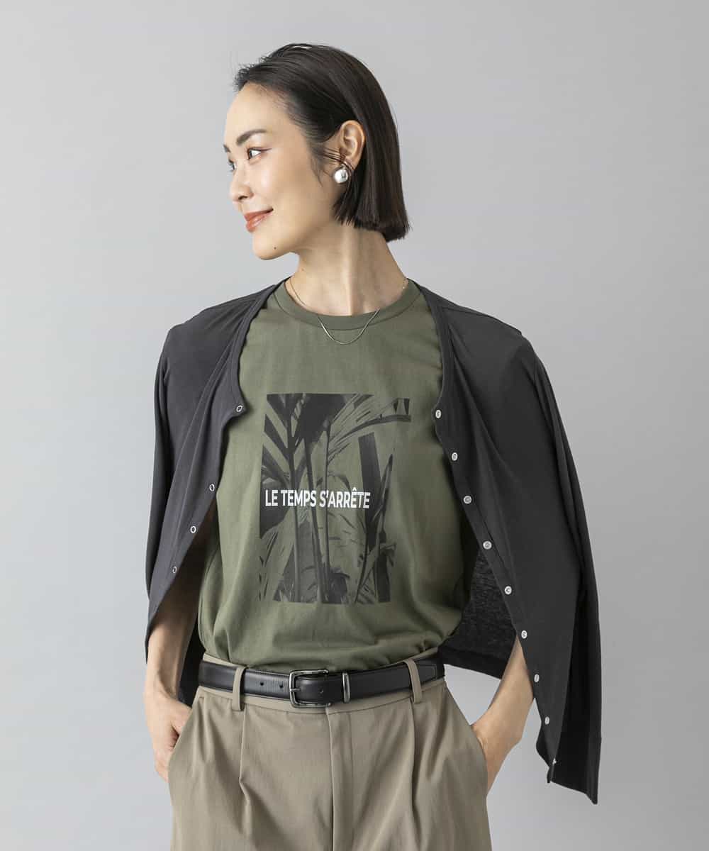 FMKHD27120 MICHEL KLEIN(ミッシェルクラン) フォトTシャツ カーキ
