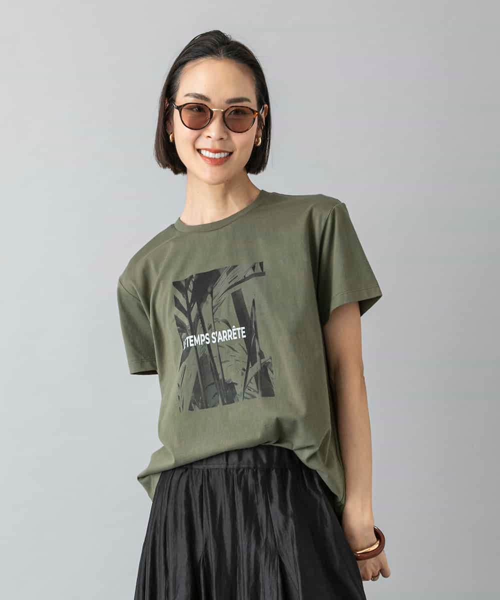 FMKHD27120 MICHEL KLEIN(ミッシェルクラン) フォトTシャツ カーキ