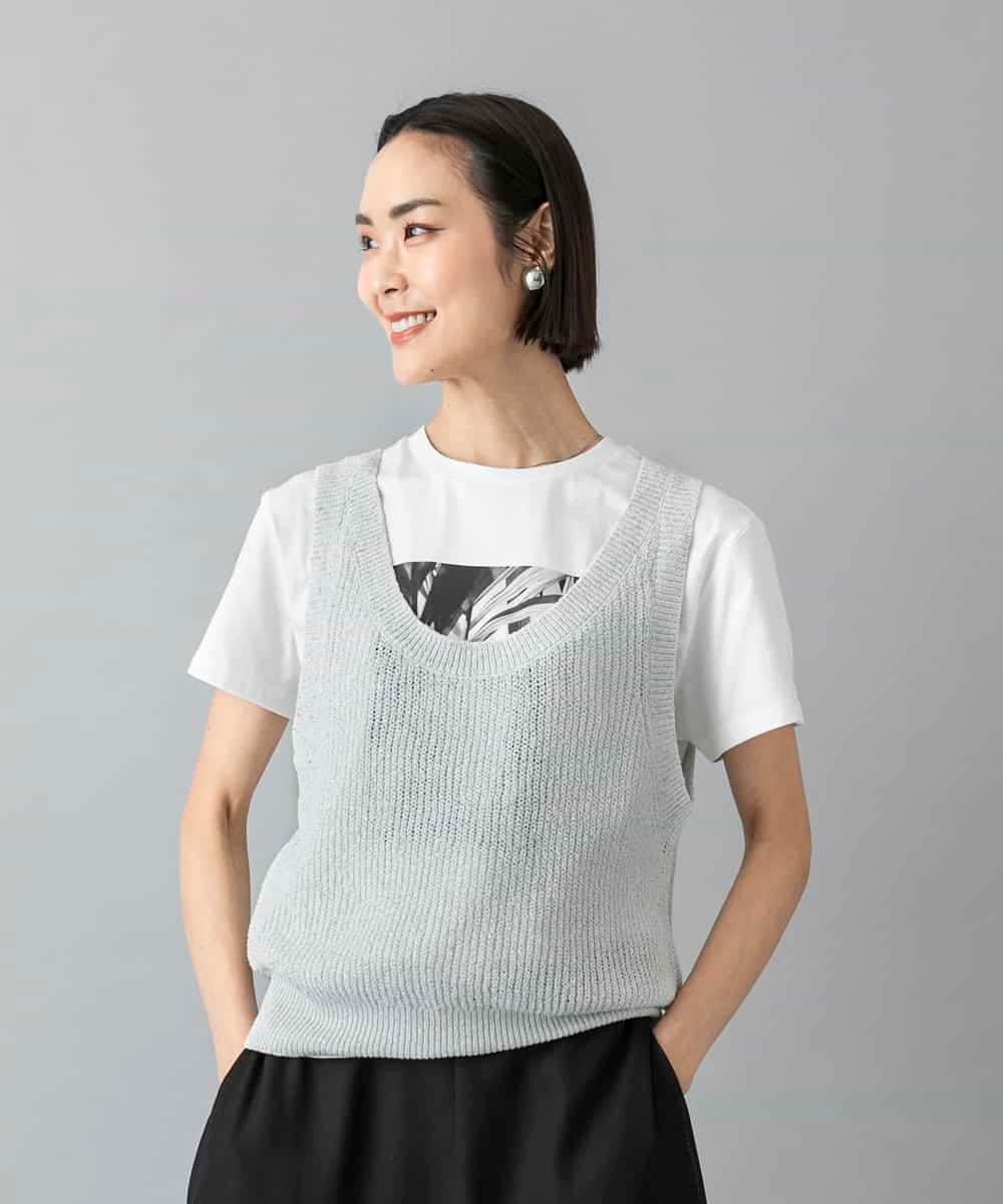 FMKHD27120 MICHEL KLEIN(ミッシェルクラン) フォトTシャツ カーキ
