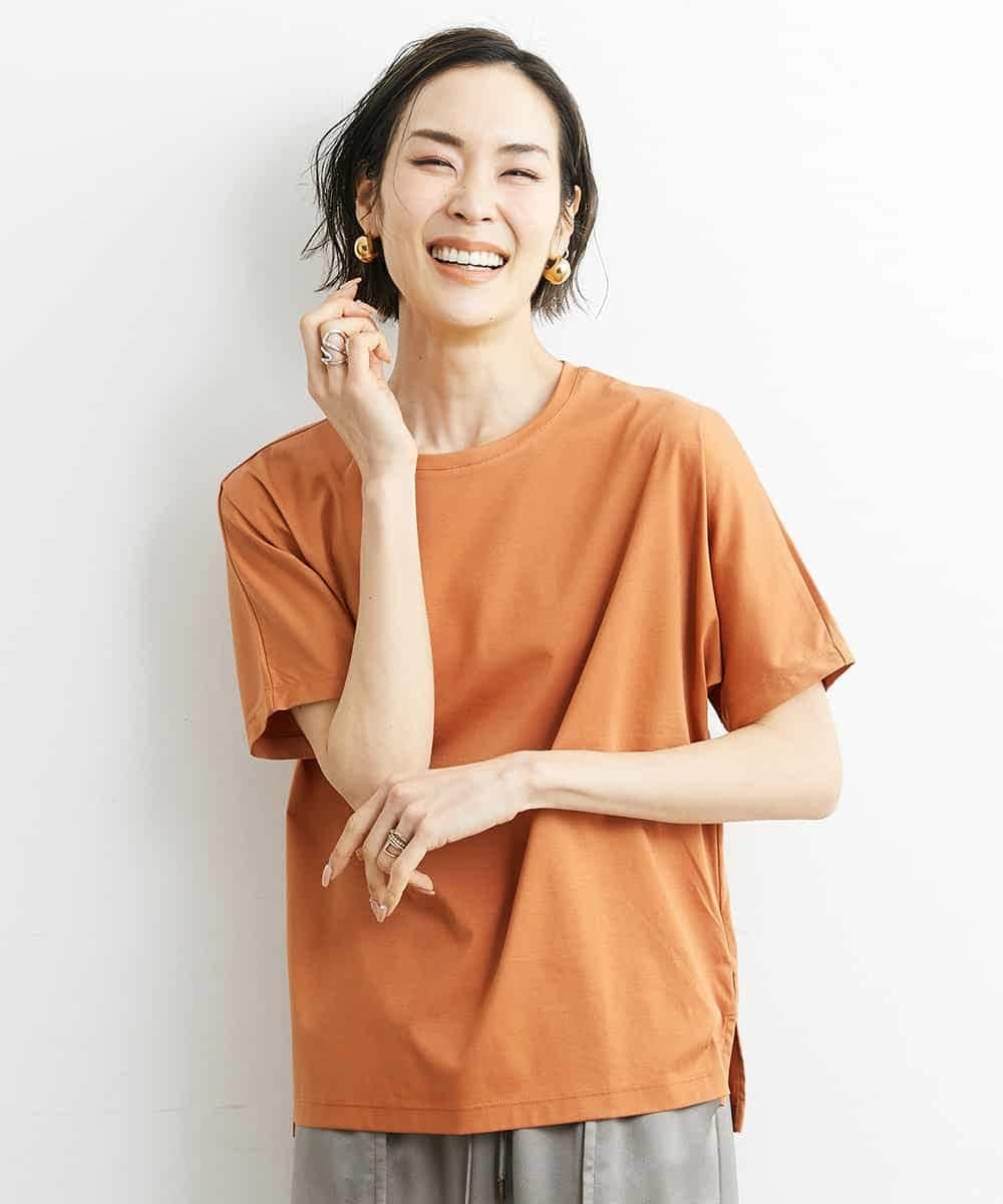 FMKHS64140 MICHEL KLEIN(ミッシェルクラン) [夏の1枚着におすすめ]ドルマンスリーブカットソー オレンジ(15)