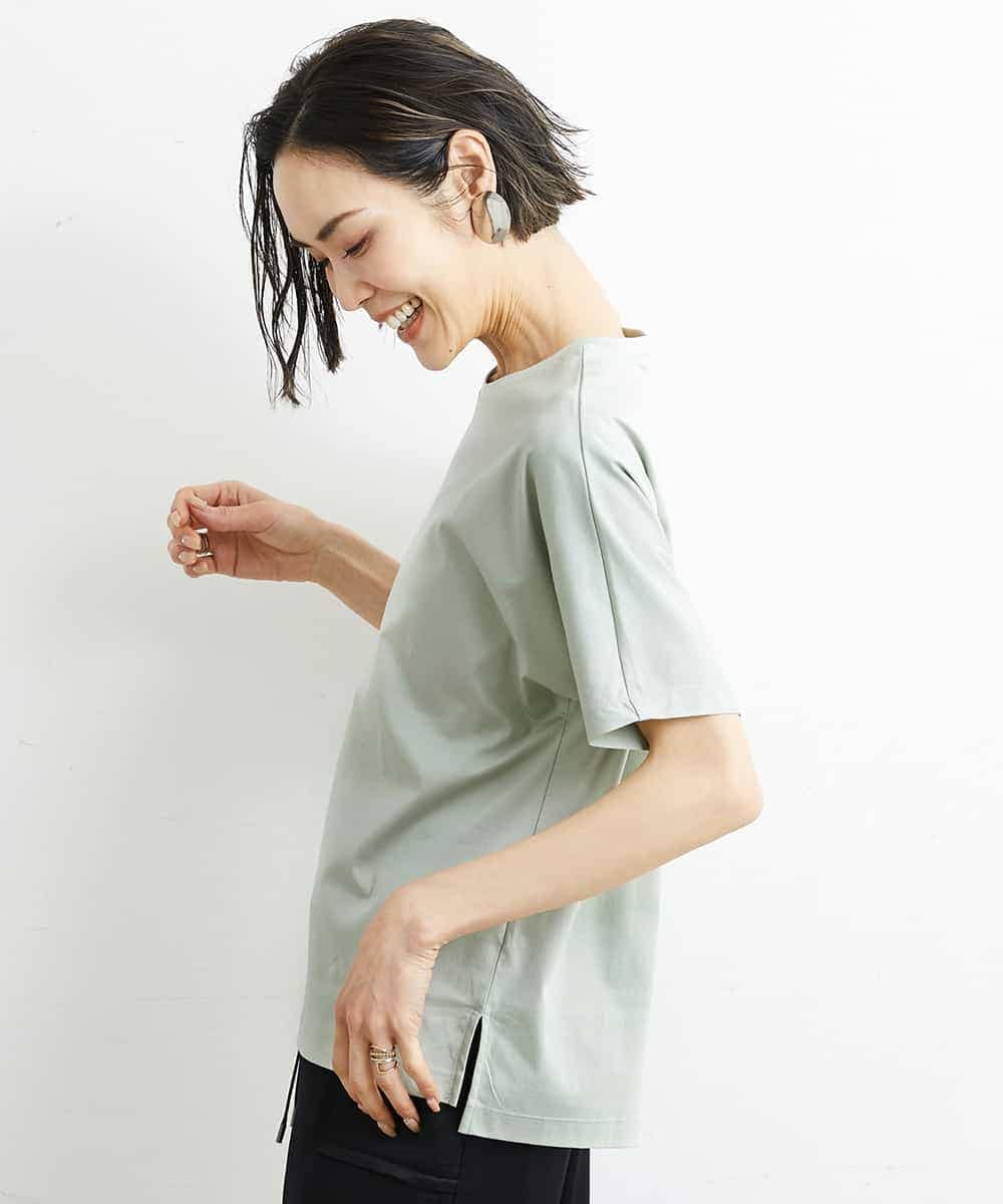 FMKHS64140 MICHEL KLEIN(ミッシェルクラン) [夏の1枚着におすすめ]ドルマンスリーブカットソー グリーン(30)