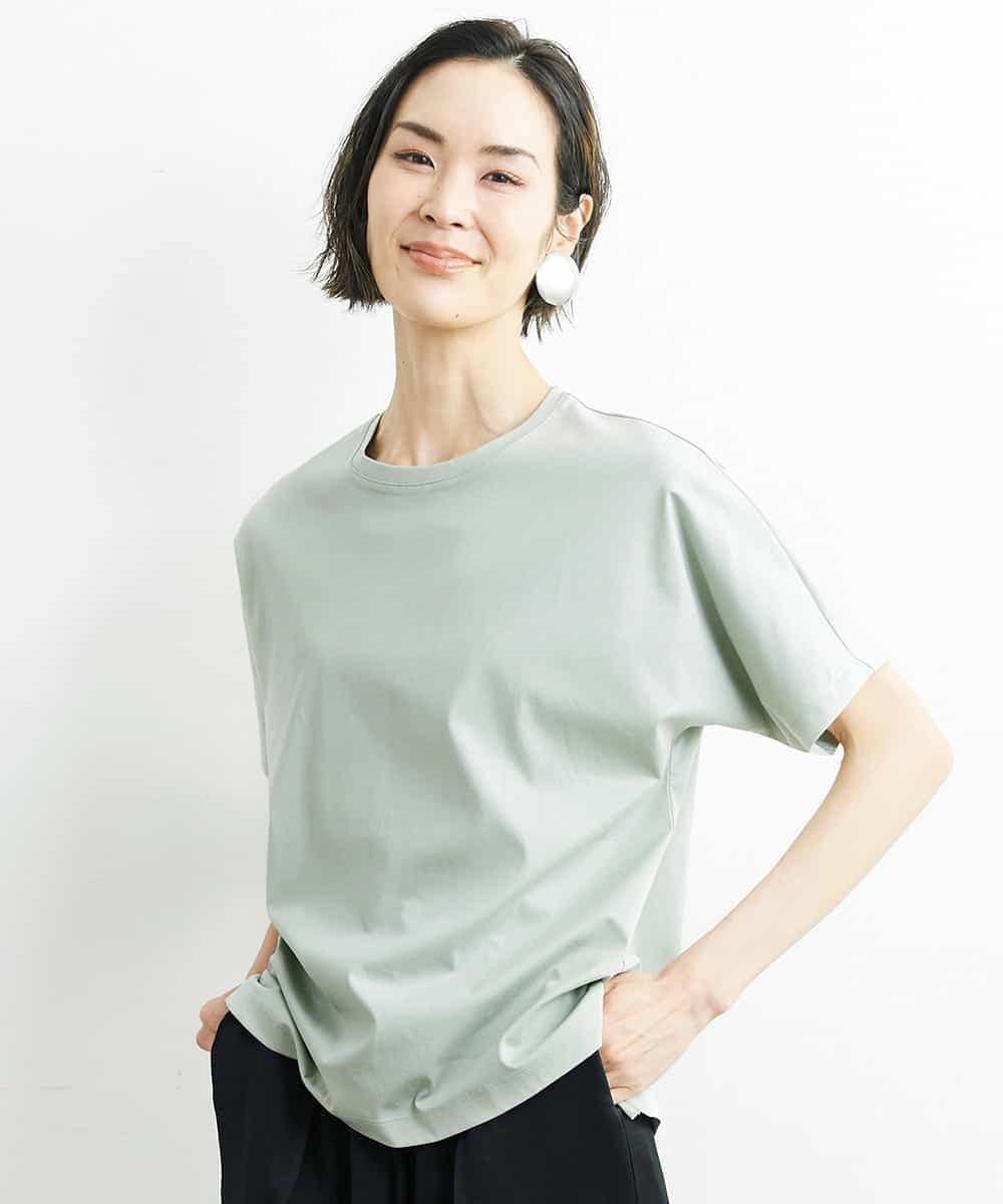 FMKHS64140 MICHEL KLEIN(ミッシェルクラン) [夏の1枚着におすすめ]ドルマンスリーブカットソー グリーン(30)