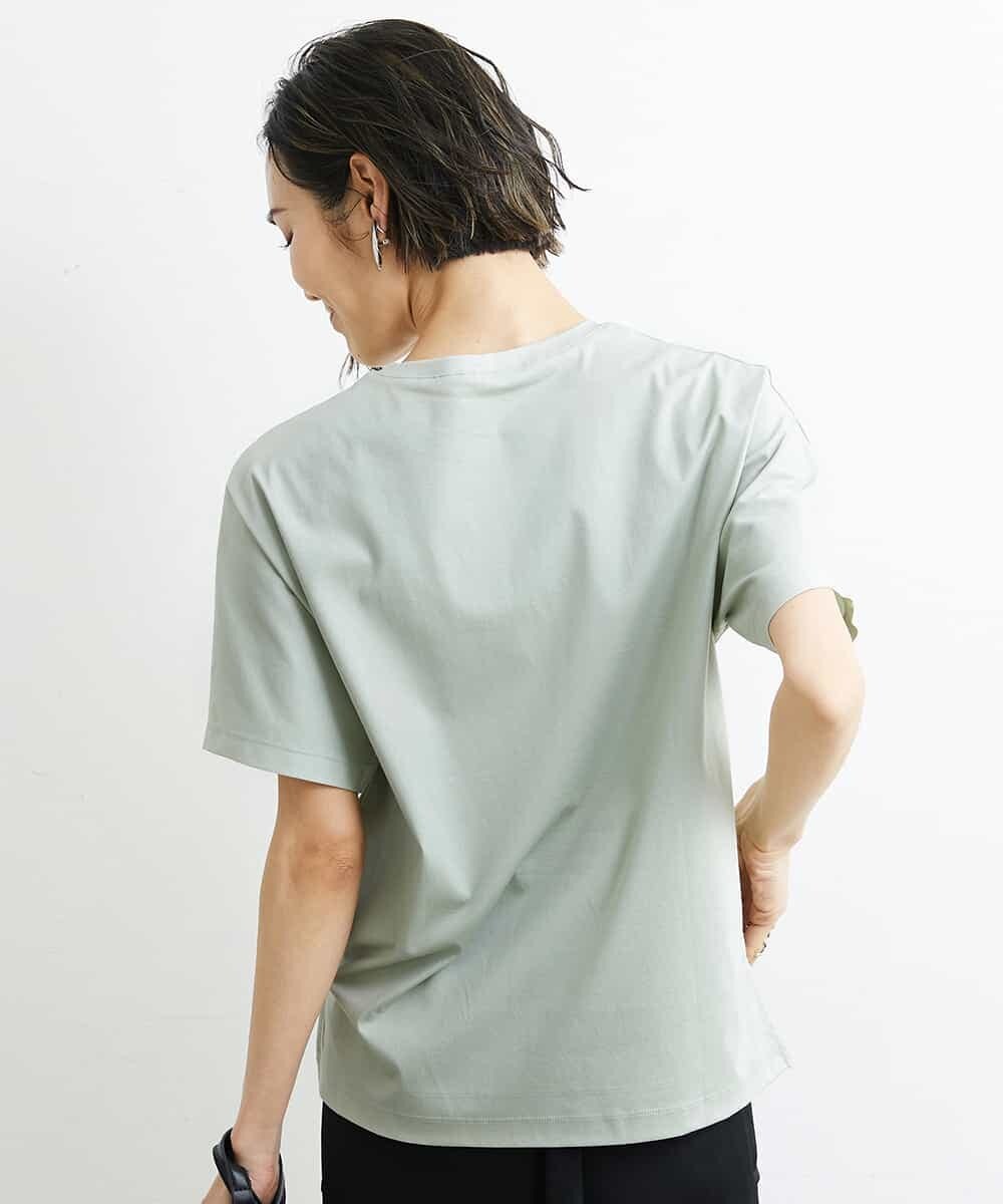 FMKHS64140 MICHEL KLEIN(ミッシェルクラン) [夏の1枚着におすすめ]ドルマンスリーブカットソー グリーン(30)