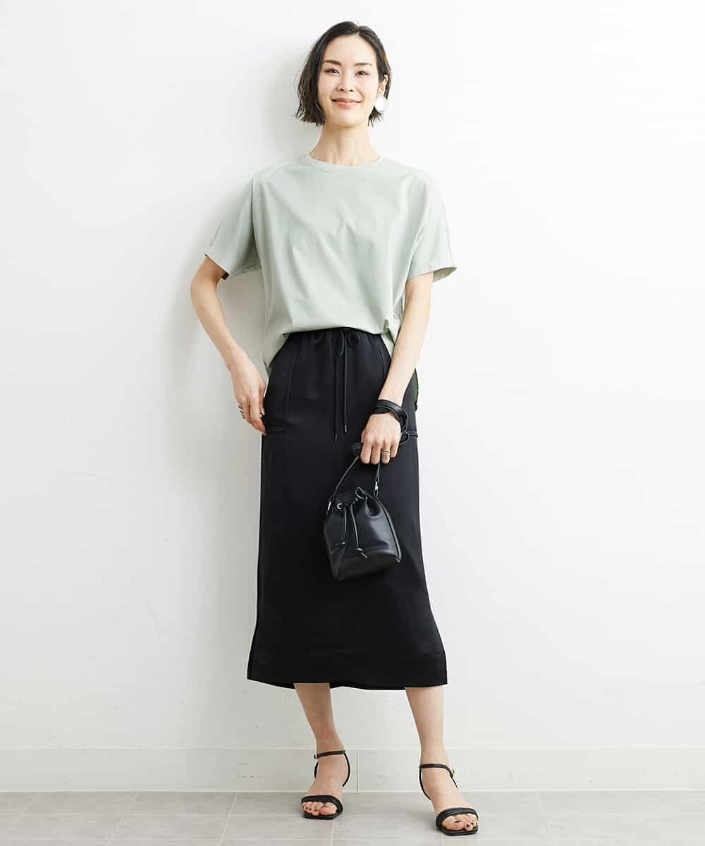 FMKHS64140 MICHEL KLEIN(ミッシェルクラン) [夏の1枚着におすすめ]ドルマンスリーブカットソー グリーン(30)