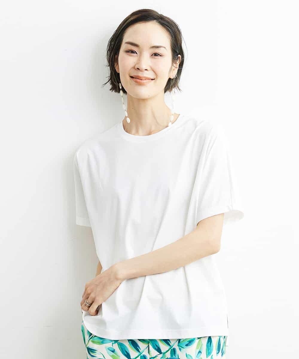 FMKHS64140 MICHEL KLEIN(ミッシェルクラン) [夏の1枚着におすすめ]ドルマンスリーブカットソー グリーン(30)