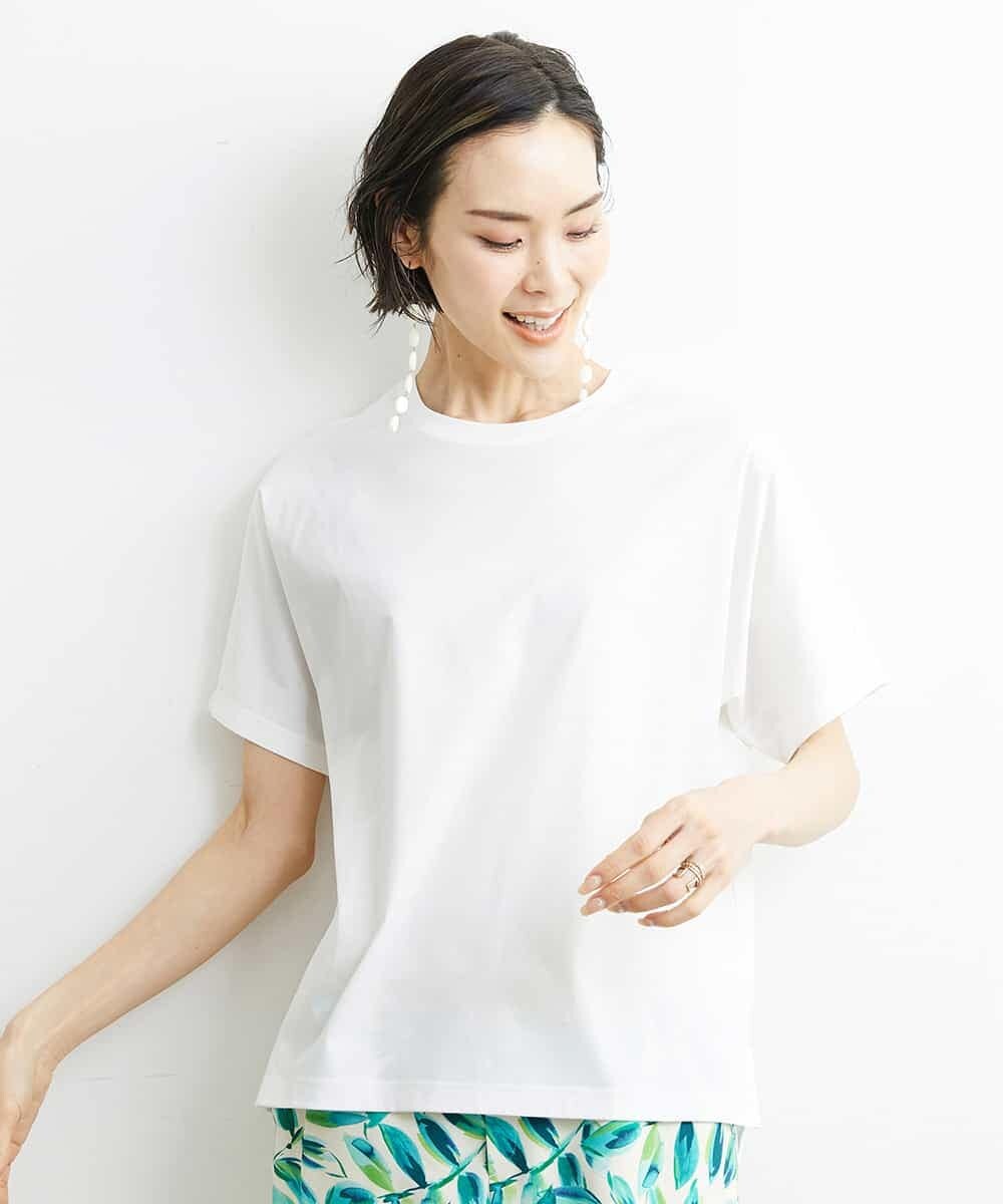 FMKHS64140 MICHEL KLEIN(ミッシェルクラン) [夏の1枚着におすすめ]ドルマンスリーブカットソー グリーン(30)