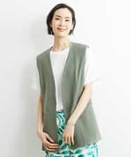 FMKHS64140 MICHEL KLEIN(ミッシェルクラン) [夏の1枚着におすすめ]ドルマンスリーブカットソー グリーン(30)